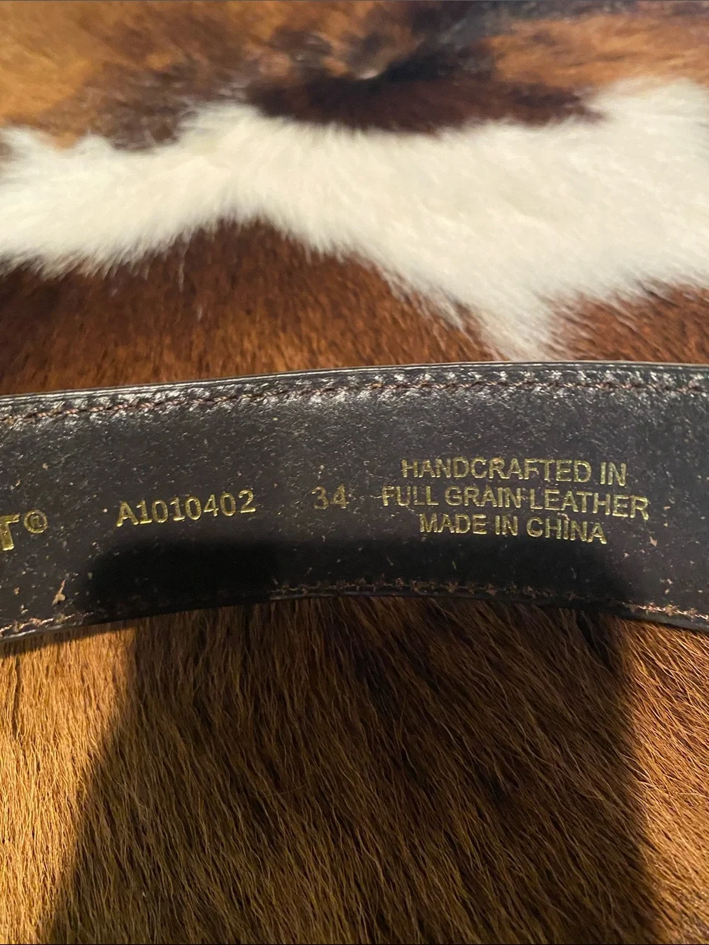 Ariat Brown Tooled Leather Western Belt Silver-Tone Buckle Size 34